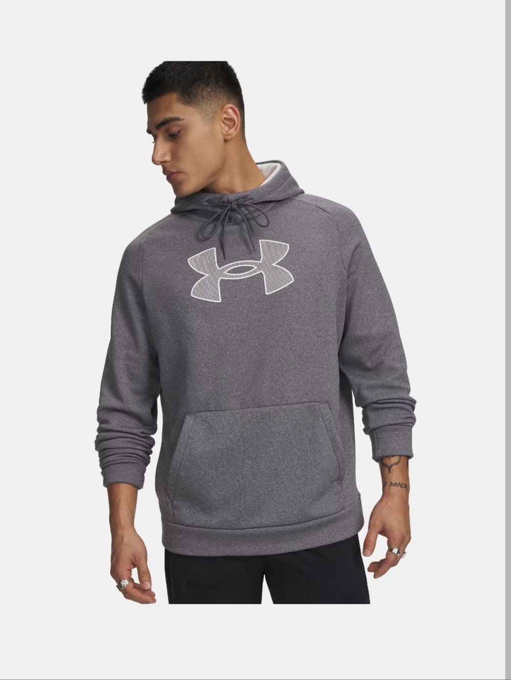 Under Armour Men's Charcoal Gray Pullover Hoodie with Logo